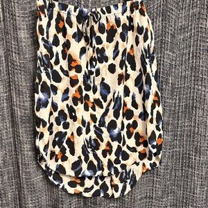 SHEIN Leopard Print Midi Skirt - Black, Orange, Blue